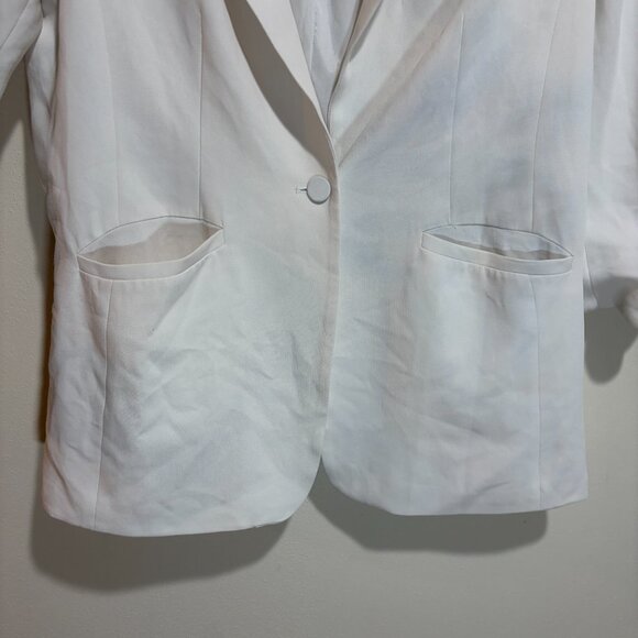 Cinq a Sept Khloe Crepe 3/4-Sleeve Blazer White - Picture 6 of 16